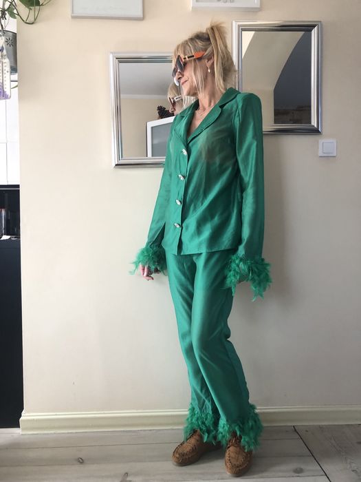 Garnitur jedwabny jedwab M vintage retro 100%