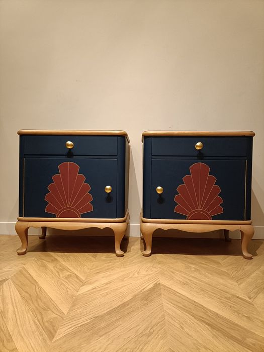 Wyjątkowe drewniane szafki nocne Art Deco