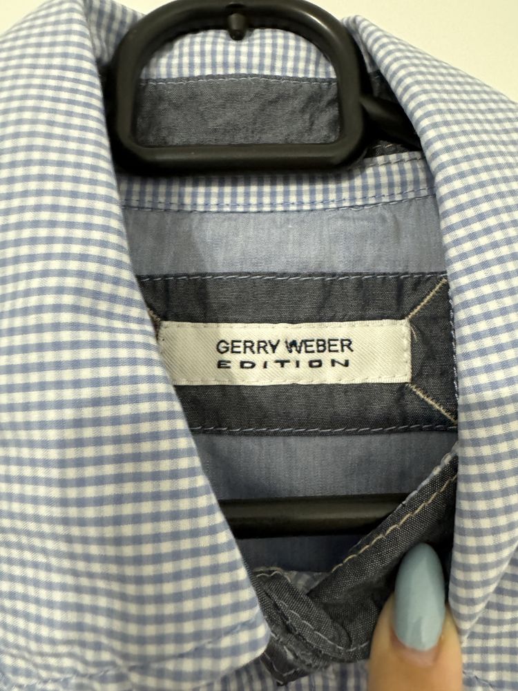 Koszula w kratę basic fit niebieska biała gerry weber edition 40 L