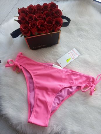 Strój Kąpielowy Dół Bikini Neonowy Różowy 36 S