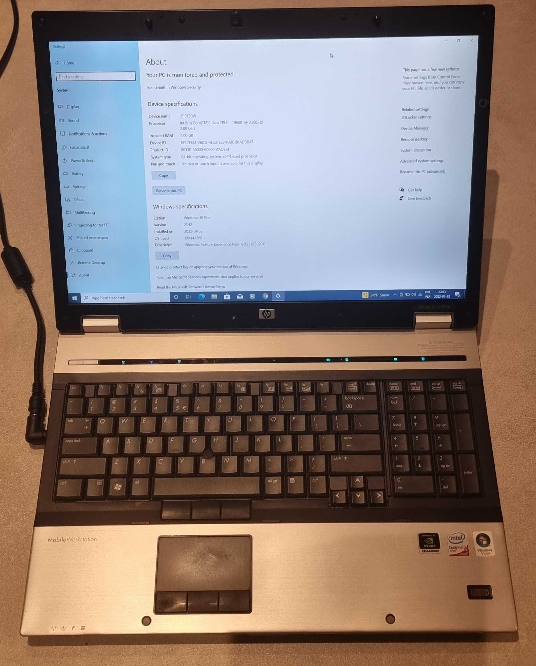 Laptop HP EliteBook 8730w