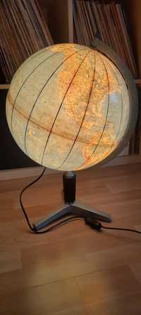Podświetlany globus PRL unikat, na metalowym trójnogu
