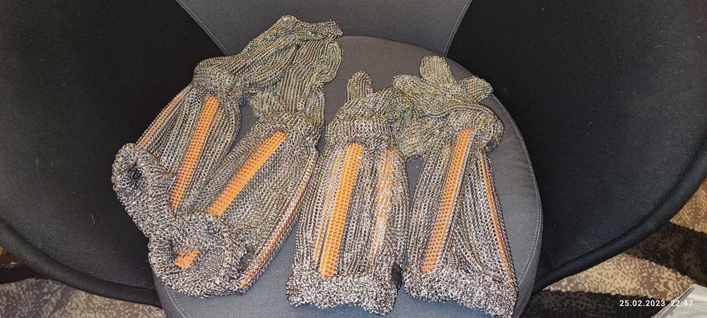 Rękawica metalowa COMFORT, 5-palcowa, z mankietem 15cm, pomarańczowa,