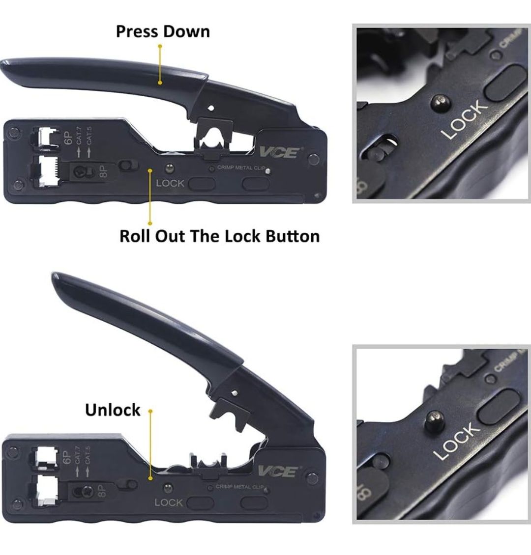 VCE  RJ45 narzędzie do zaciskania RJ11 narzędzie do wtyczki cat7 itd