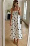 Sukienka na ramiączka midi biało granatowa wiskoza H&M rozmiar S/M