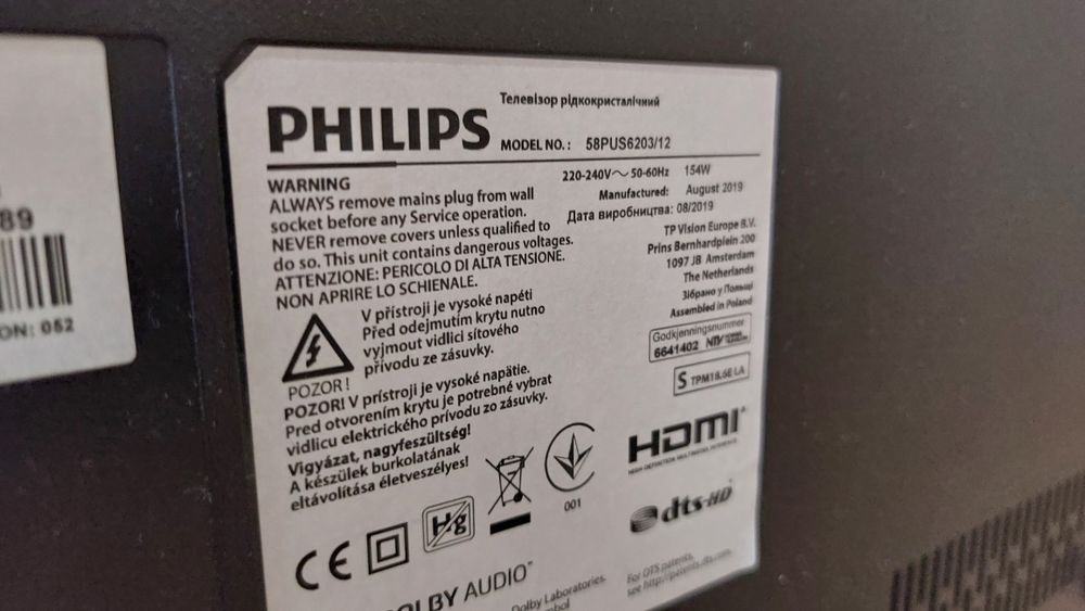 Telewizor Philips 58 cali LED 4K Smart tv dvbt2