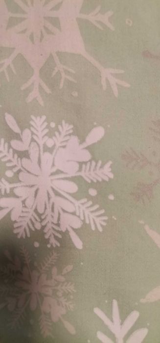 Obrus 190x120cm. Gruba Bawełna, Miętowy, gwiazdki, śnieżynki