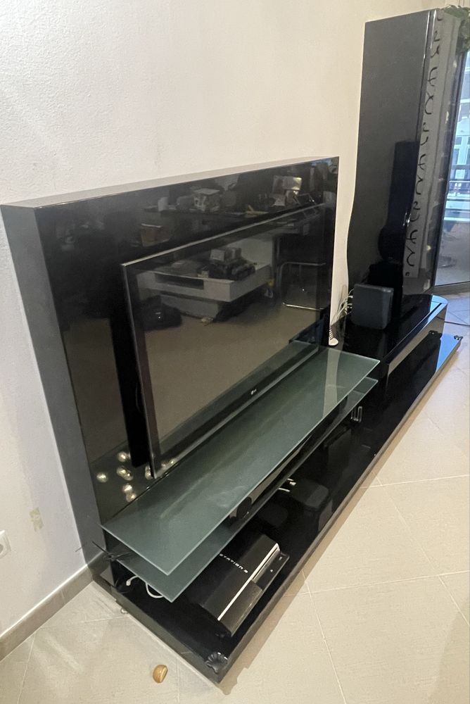 Móvel Sala Preto Alto Brilho / Black High Gloss Design Contemporâneo