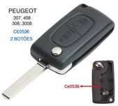 Carcaça chave 2 botões Peugeot 307; 408; 308; 3008 (C0536)