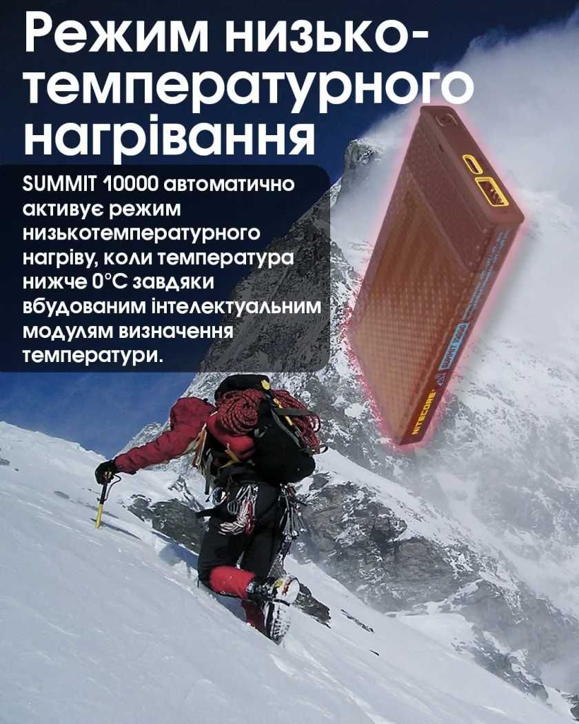Nitecore SUMMIT 10000 та 20000 Power Bank з Підігрівом до -40 Градусів