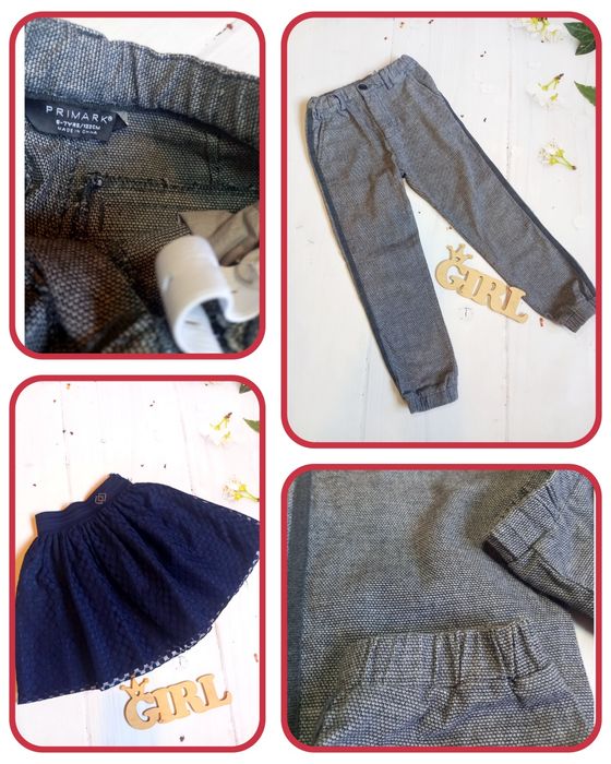 Брюки штани джогери спортивні на флісі шкільні в клітинку теплі 6 7 р