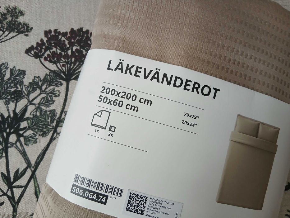 IKEA LÄKEVÄNDEROT komplet pościeli beżowy 200x200
