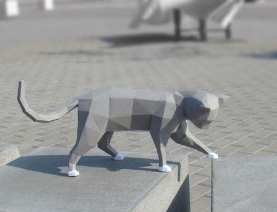 Конструктор из бумаги оригами low poly papercraft 3D фигура кот кошка