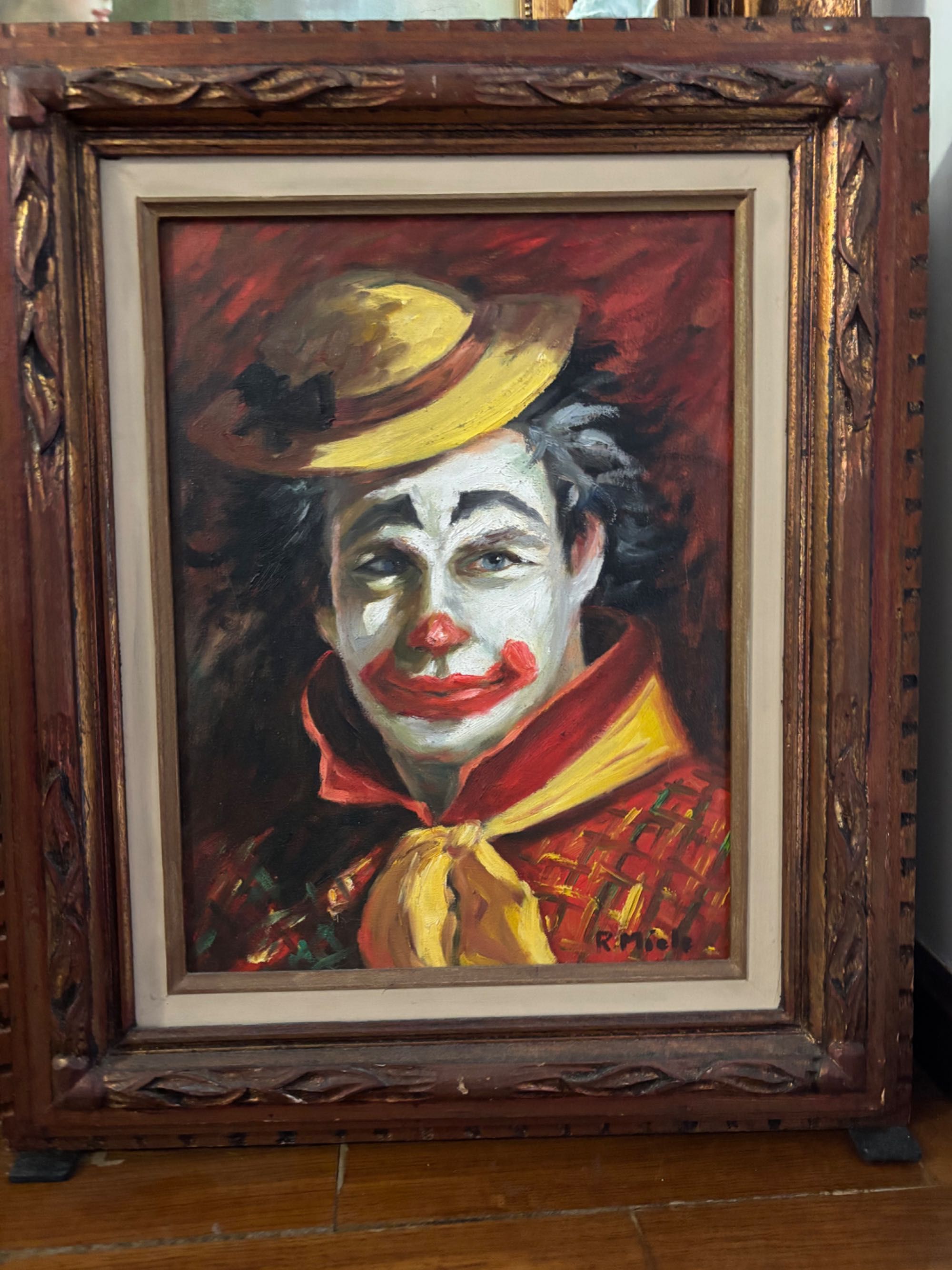 Quadro com pintura a óleo assinado.