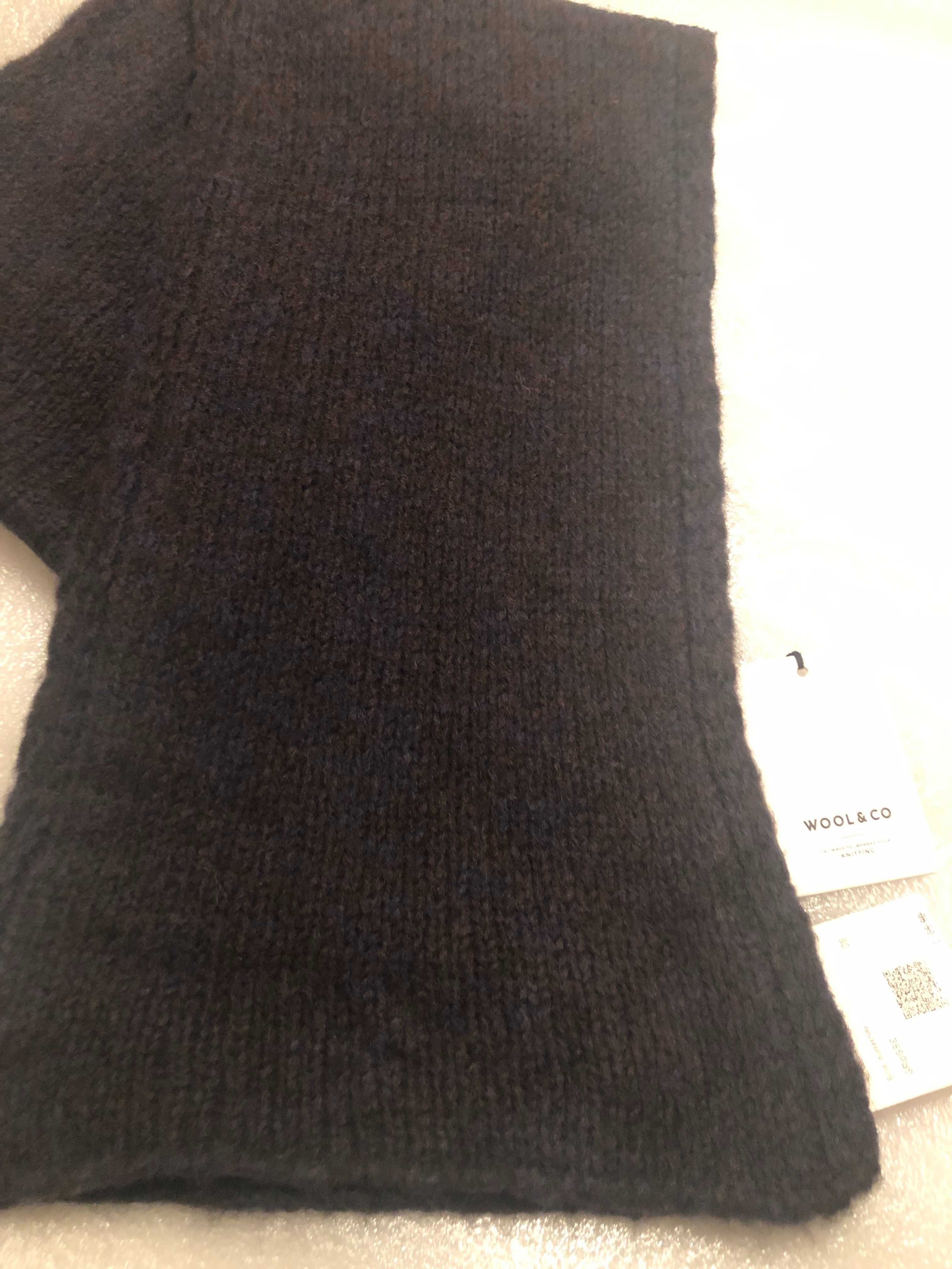 Modny Damski szalik Wool & Co wełna śliwkowy