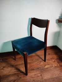 4 solidne drewniane krzesła aksamit welur turkus