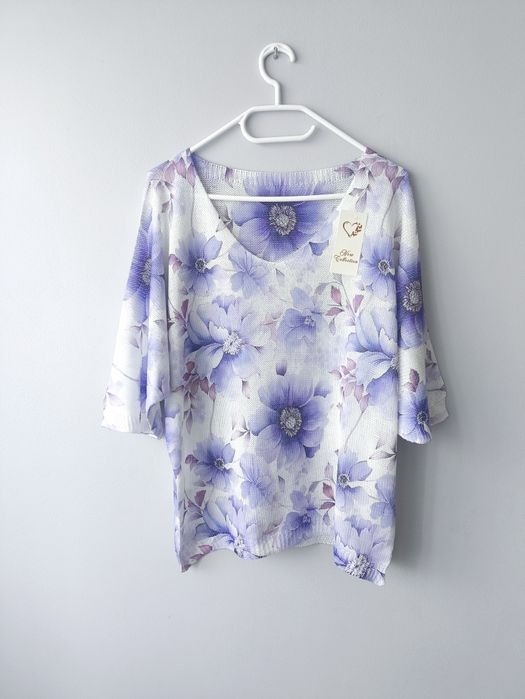 Nowy z metką włoski sweterek niciak plus size do 150 biust 46 48 50