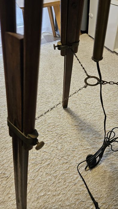 Lampa statyw ozdobna drewniana metalowa