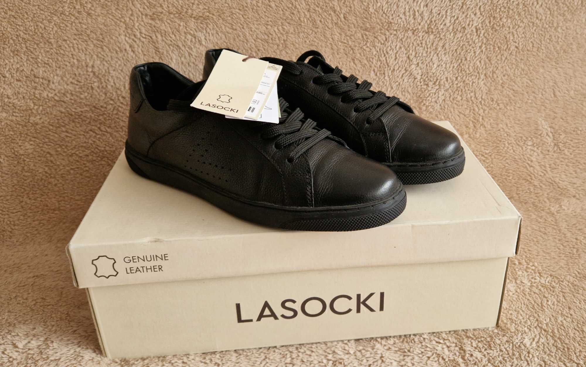 Sneakersy damskie skóra licowa, Lasocki, czarne, rozm. 37, GWARANCJA !