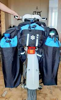 Велосумка на багажник с баулами, 2-мя отдельными карманами для бутылок