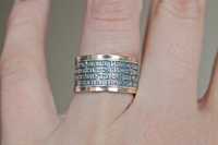 Серебряное кольцо с позолотой и молитвой