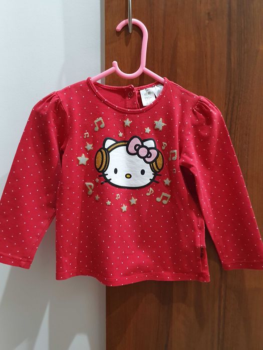 H&M Hello Kitty brokatowa bluzeczka dla dziewczynki rozmiar 92
