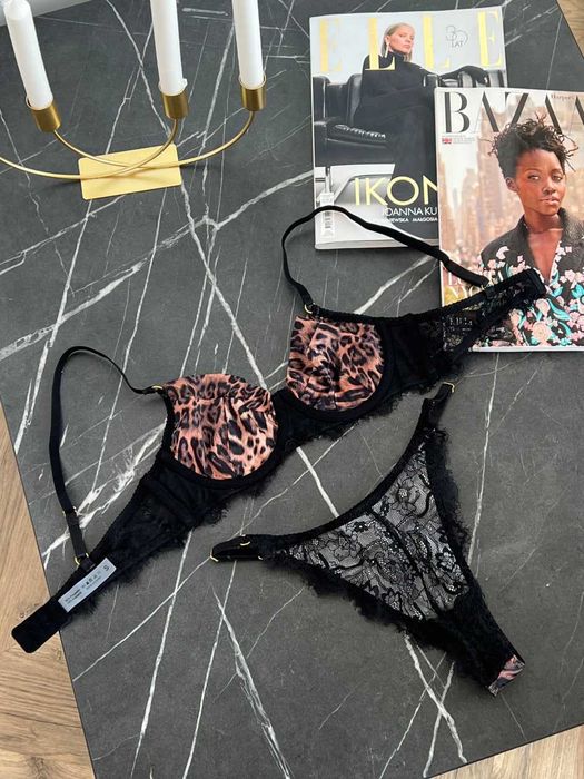 БІЛИЗНА ЖІНОЧА Леопардовий комплект з мереживом