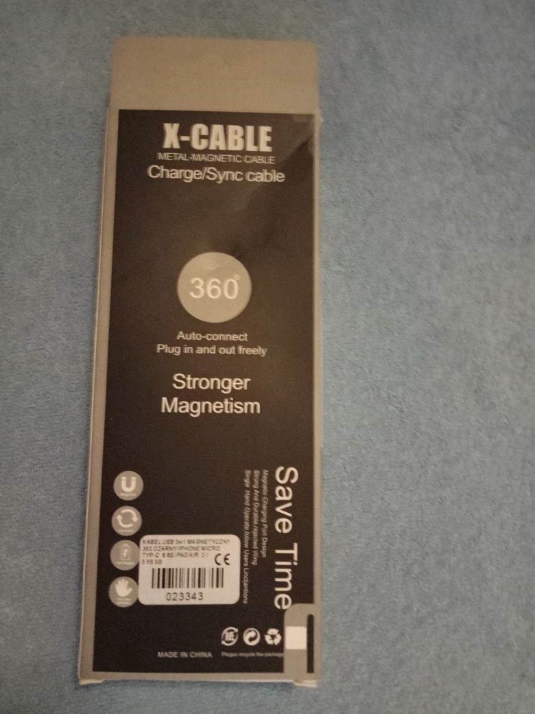 Kabel magnetyczny 3w1 2.4A USB MICRO IPHONE TYP-C