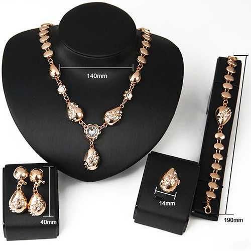 Colar com pingente de flor, pulseira, anel e brincos joias elegantes