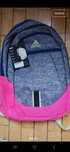 Szaro różowy plecak Adidas Foudation V Backpack z kieszenią na laptopa