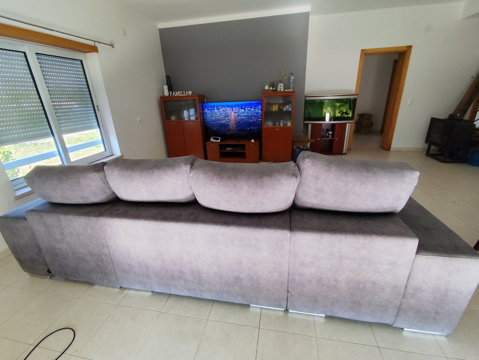 Sofá cama, com duas chaise long