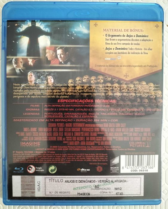 Bluray "Anjos e Demónios" - Versão Alargada