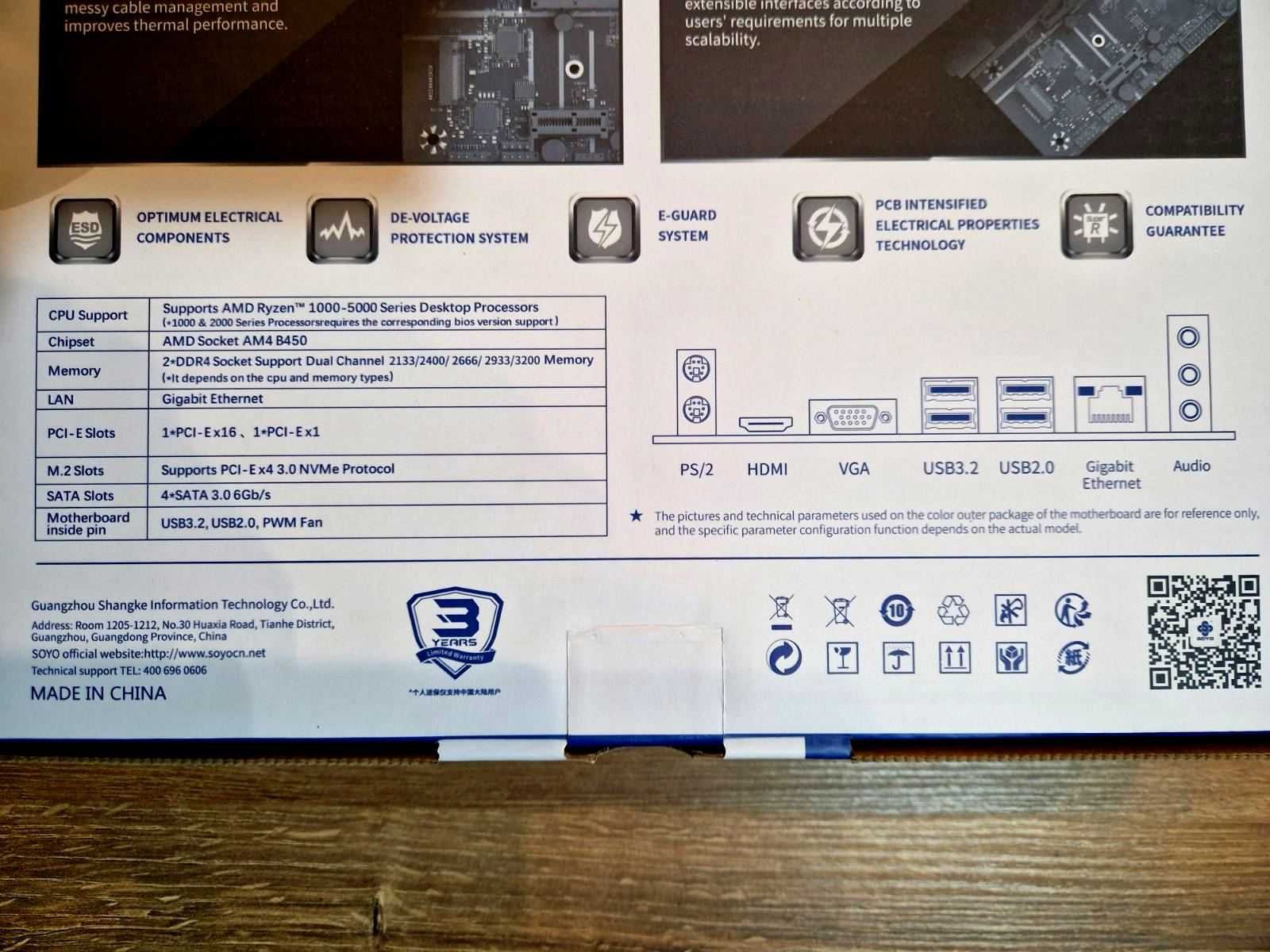 Материнская плата SOYO AMD B450M Classic socket AM4 новая