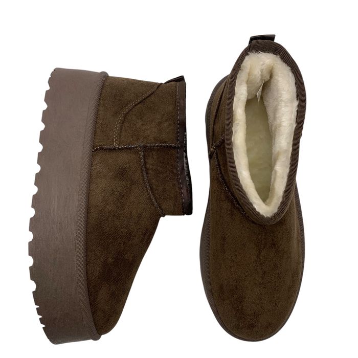 Buty zimowe śniegowce brązowe czekoladowe na platformie ocieplane r 40