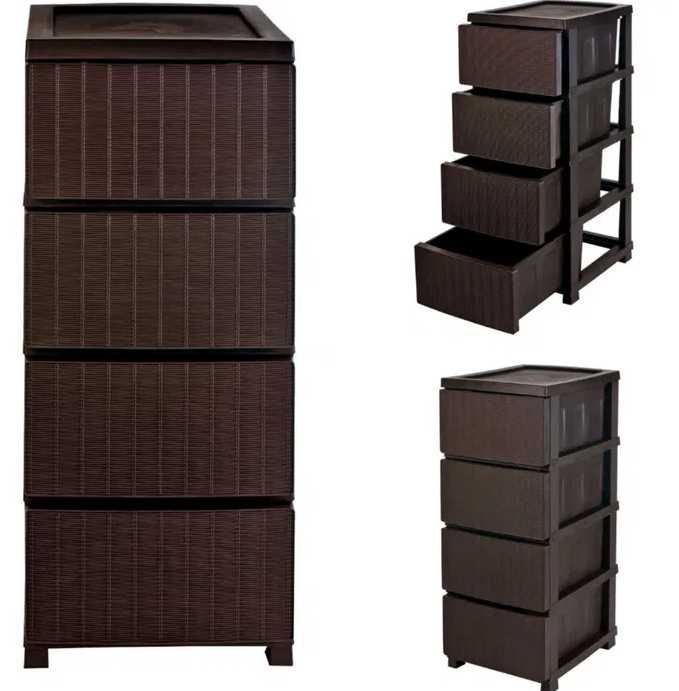 Комод пластиковий R-Plastic 4 яруси Ротанг 86.5х44.5х34.5 см
