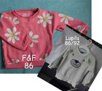 Bluza niemowleca F&F 86 (12-18m) rozowa w stokrotki + bluza miś 86/92