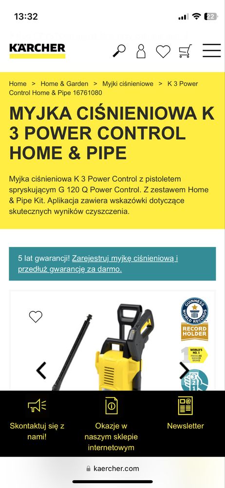 Nowa myjka cisnieniowa Karcher K 3 POWER CONTROL HOME & PIPE