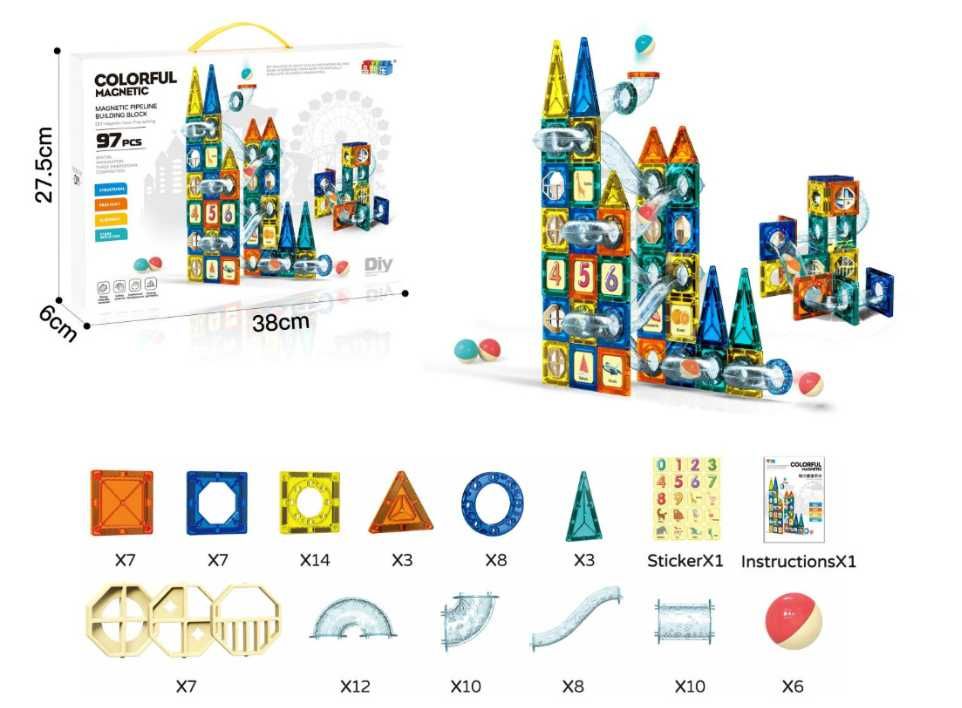 Klocki Magnetyczne, Tor Kulkowy Dla Kulek Kulodrom tor 73  lub 97 elem