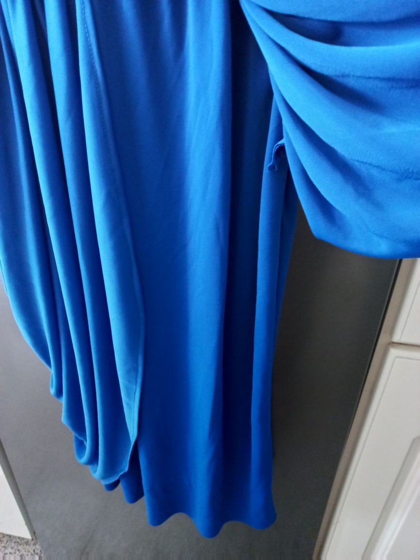 Vestido drapeado azulão para cerimónia