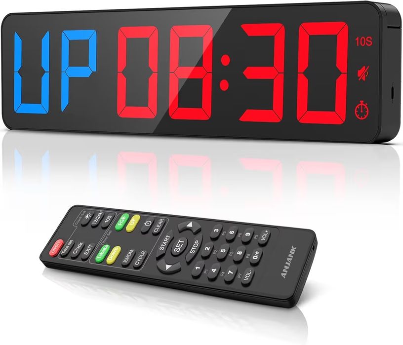 ANJANK Temporizador de ginásio relógio de parede digital LED grande de