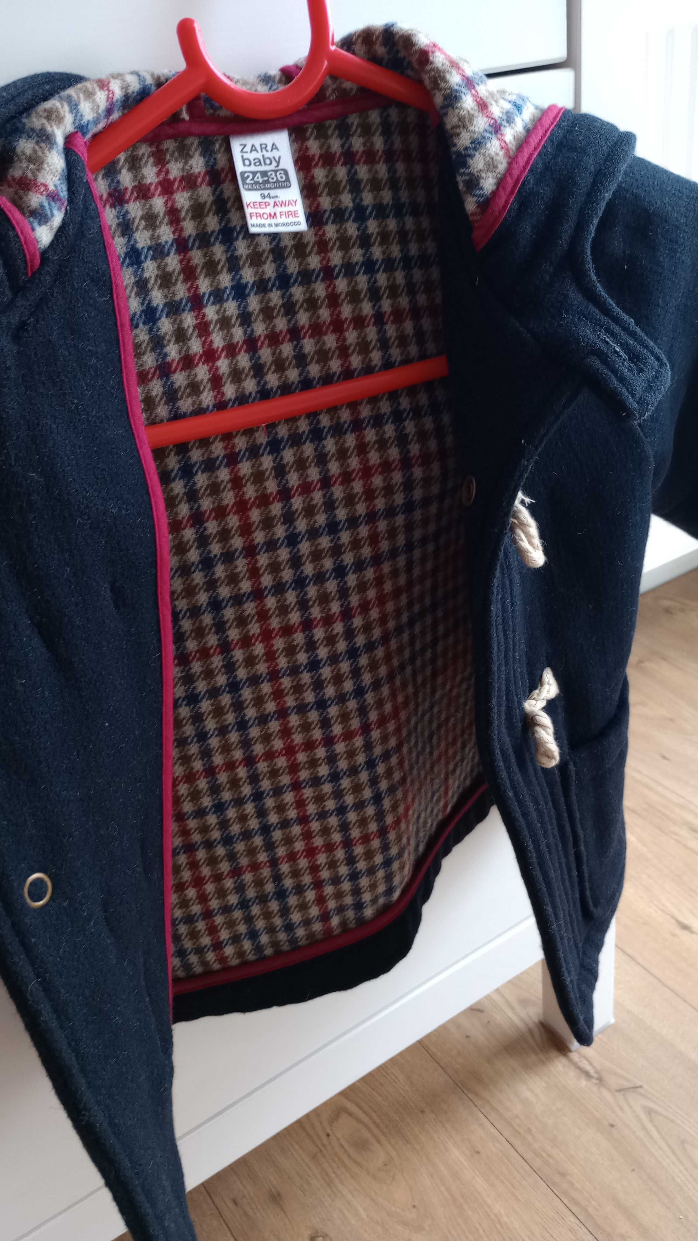 Płaszczyk Zara, 24-36 miesięcy, 50% wool, granatowy na wiosnę