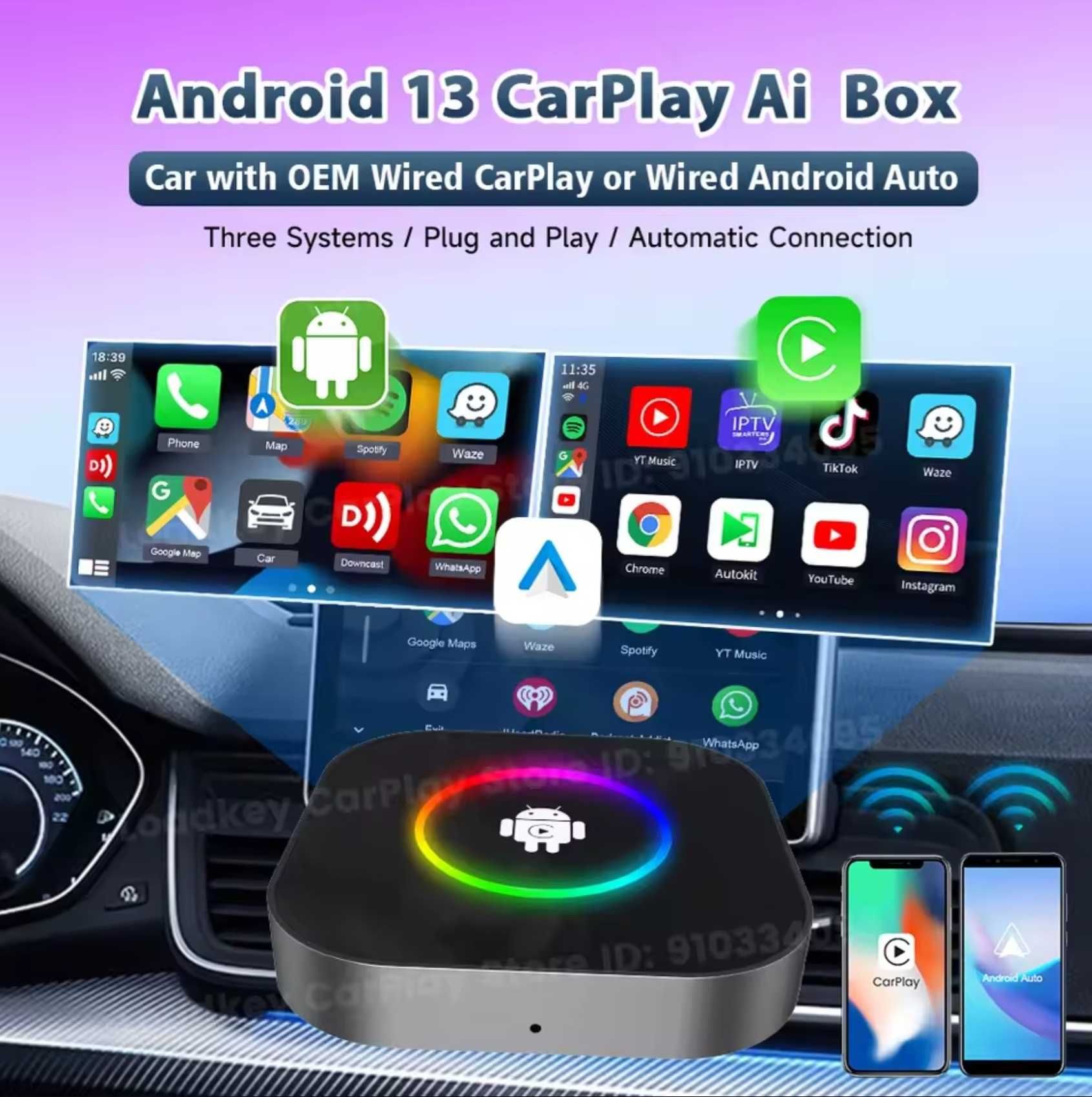 Адаптер CarlinKit R2 TBox Ambient 4gb / 64gb - Carplay/YouTube/Netflix