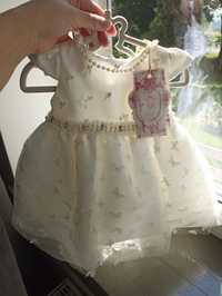 Piękna nowa suknia dla małej księżniczki na Krzyż  3/6 miesięcy + g