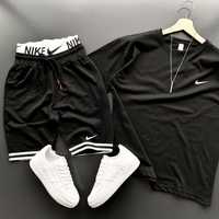 Стильный чорный мужской комплект на лето Nike шорты и футболка Найк сп
