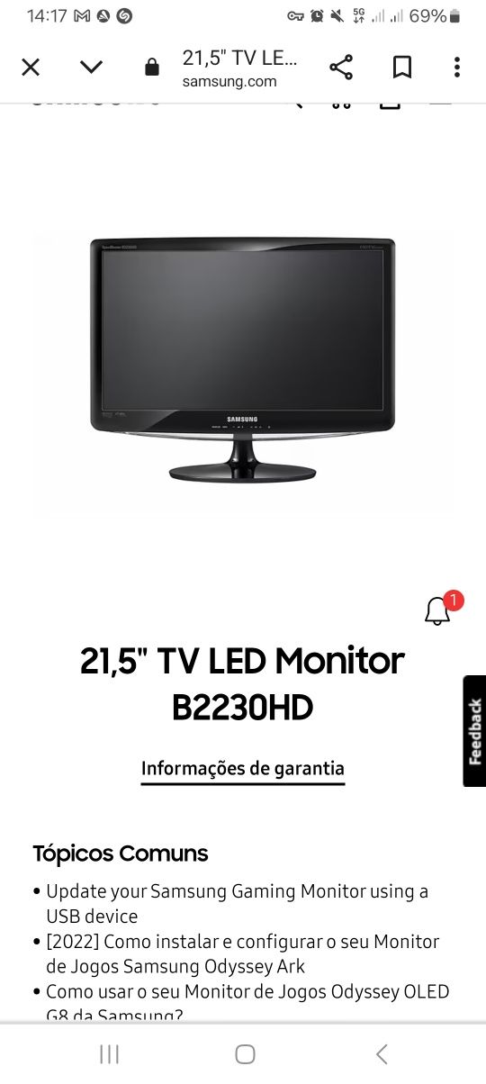 Samsung B2230HD TV / monitor 54.6 cm (21.5")