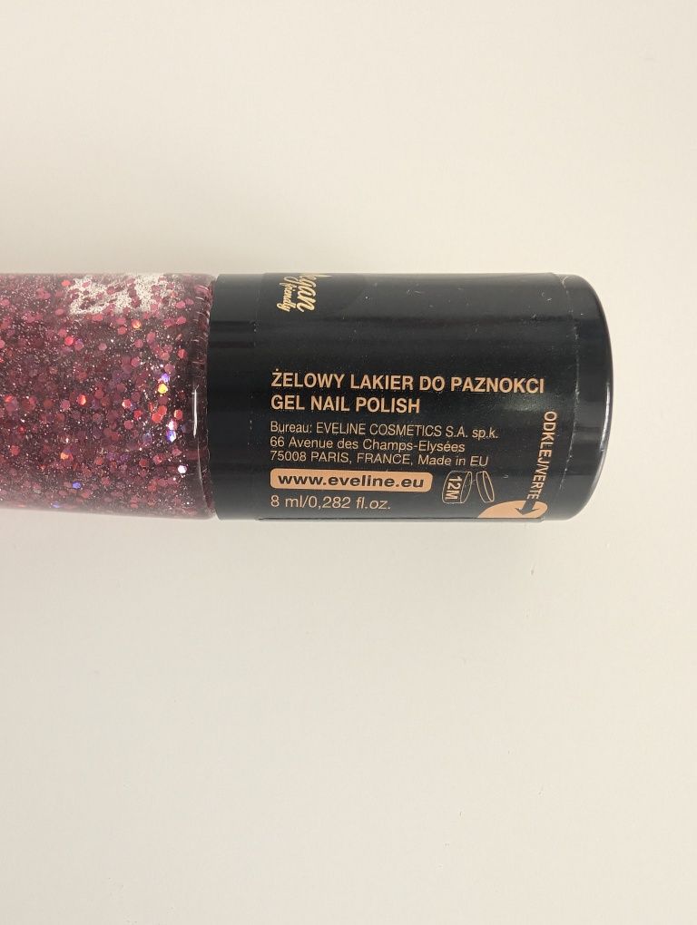 brokatowy lakier do paznokci Eveline 300 gel laque fast dry no lamp
