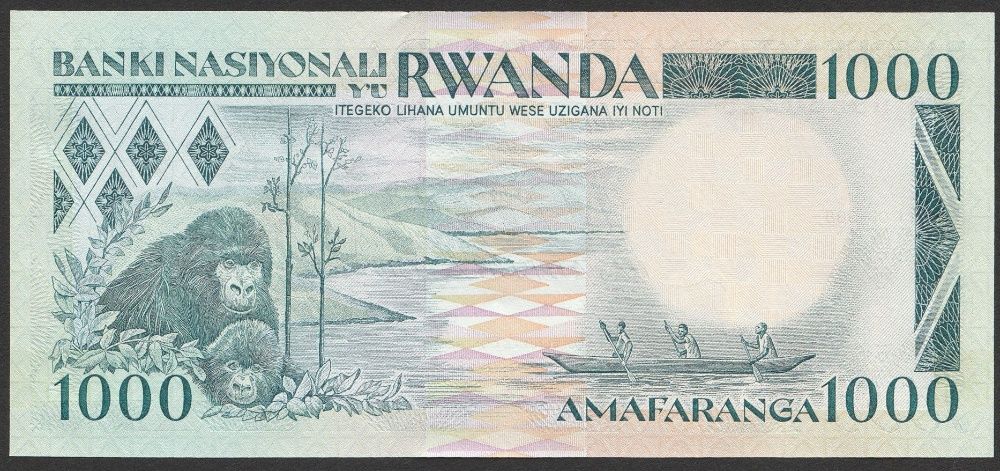 Rwanda 1000 franków 1988 - goryle - stan bankowy - UNC -