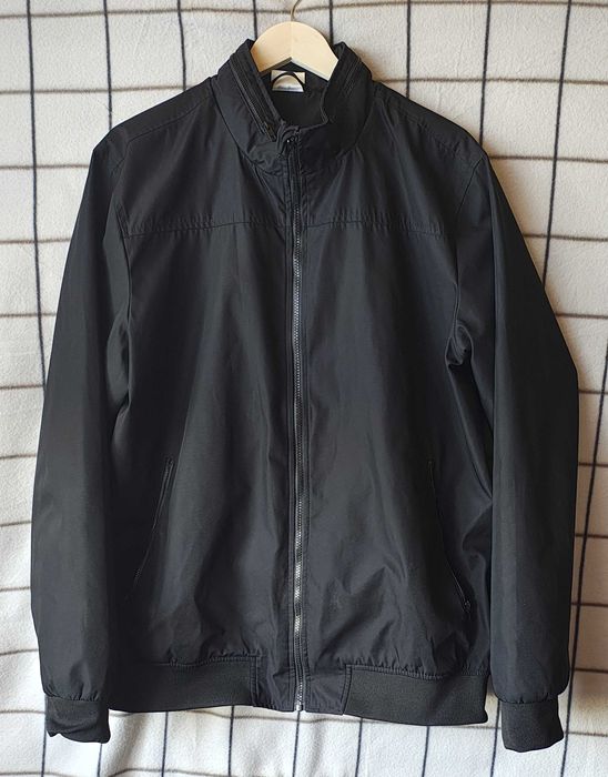 Kurtka, męska, czarna, przeciwdeszczowa, kaptur w stójce, XXL