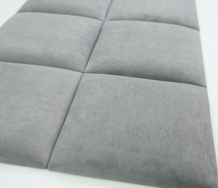 Самоклеюча м'яка стінова панель для ліжка 30см х 30см ВЕЛЮР СТАЛЬ