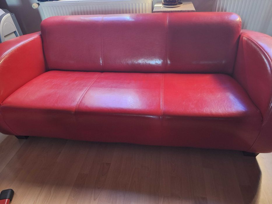 Elegancka kanapa skórzana + fotel - komplet